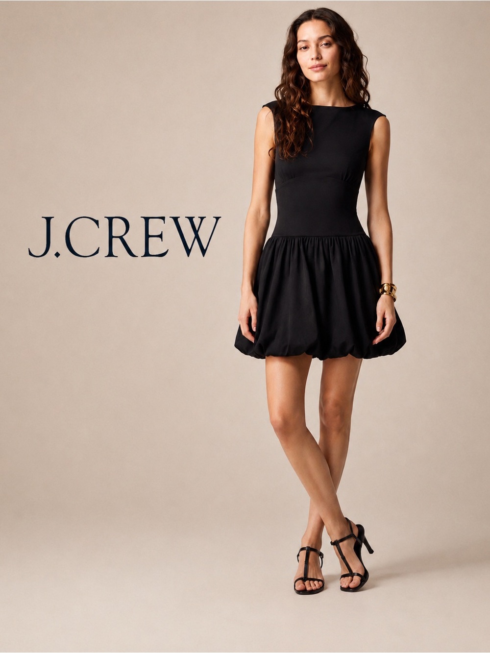 J. Crew Black Sleeveless Bubble-Hem Mini Dress Size S NWT